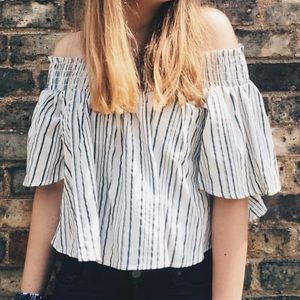 Urban Outfitters Off The Shoulder White Top